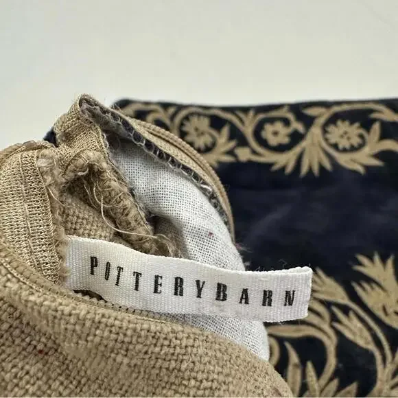 Pottery Barn Pillow Cases Blue Brown 19”x19” - Picture 5 of 6